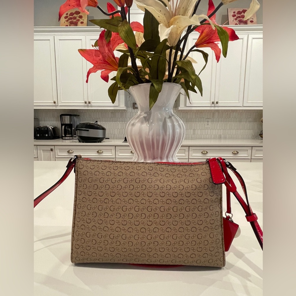 Guess Red and Brown Crossbody Bag - Picture 2 of 4